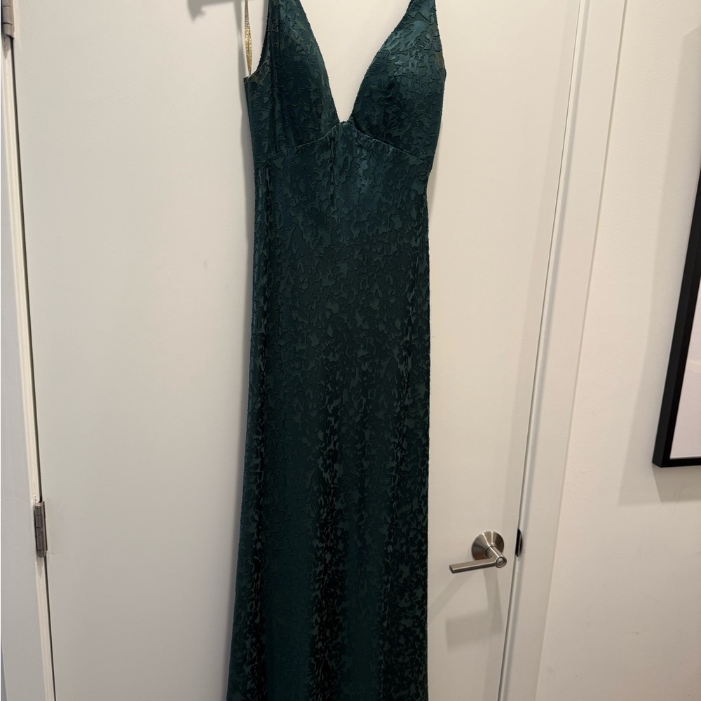 Jenny Yoo Emerald Floral Velvet Gown Dress